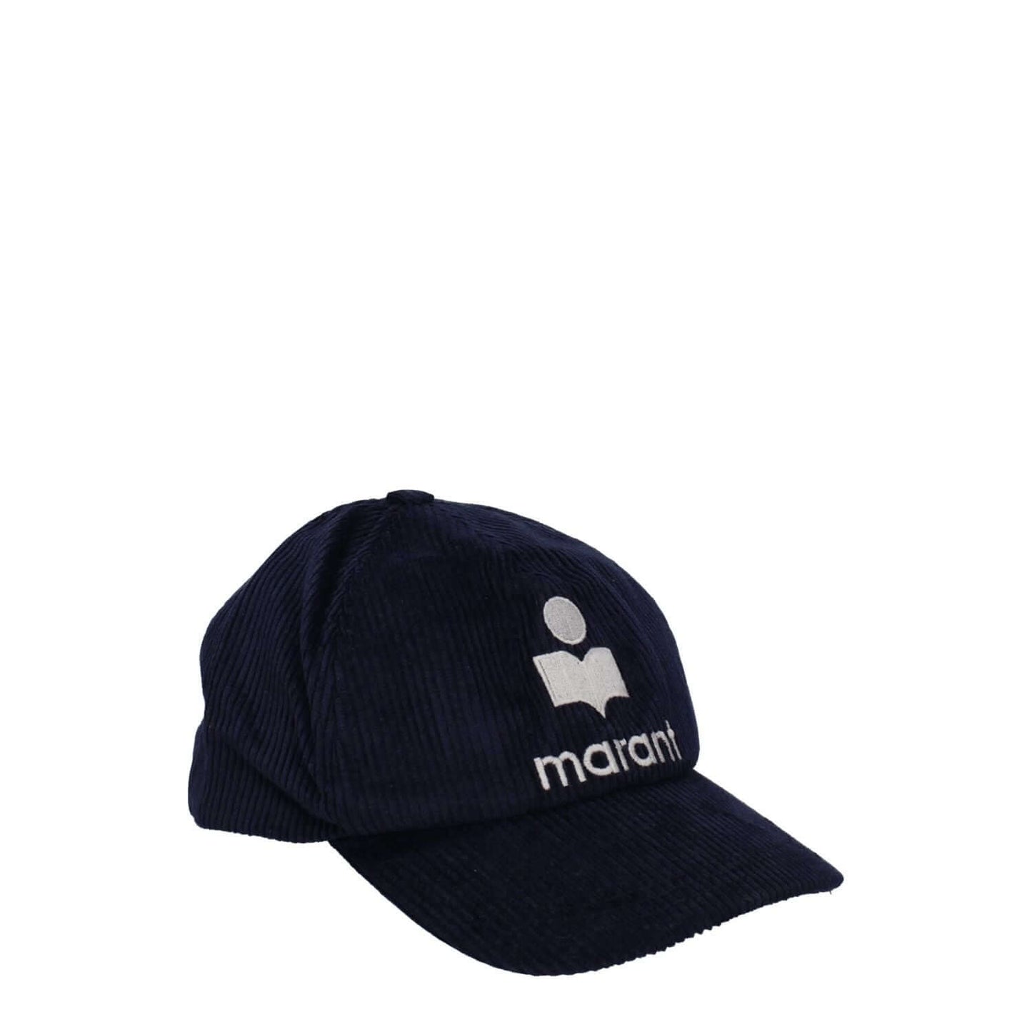 Isabel Marant Blue Cotton Cap (Baseball Hat) with front logo, casual style, strap closure in blue cotton and linen blend.