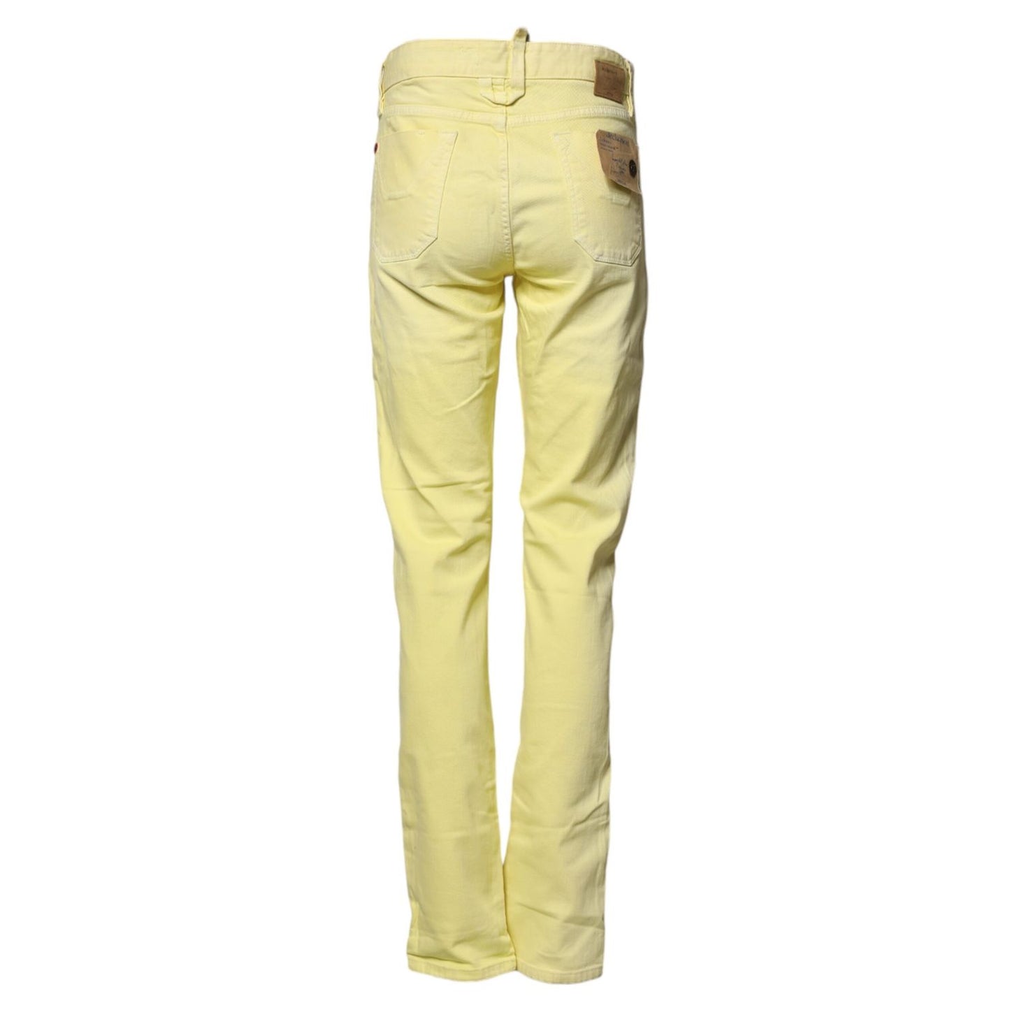 Jeckerson Yellow Mid Waist Straight Fit Men Denim Trouser Jeans back view
