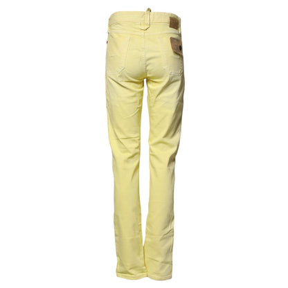 Jeckerson Yellow Mid Waist Straight Fit Men Denim Trouser Jeans back view