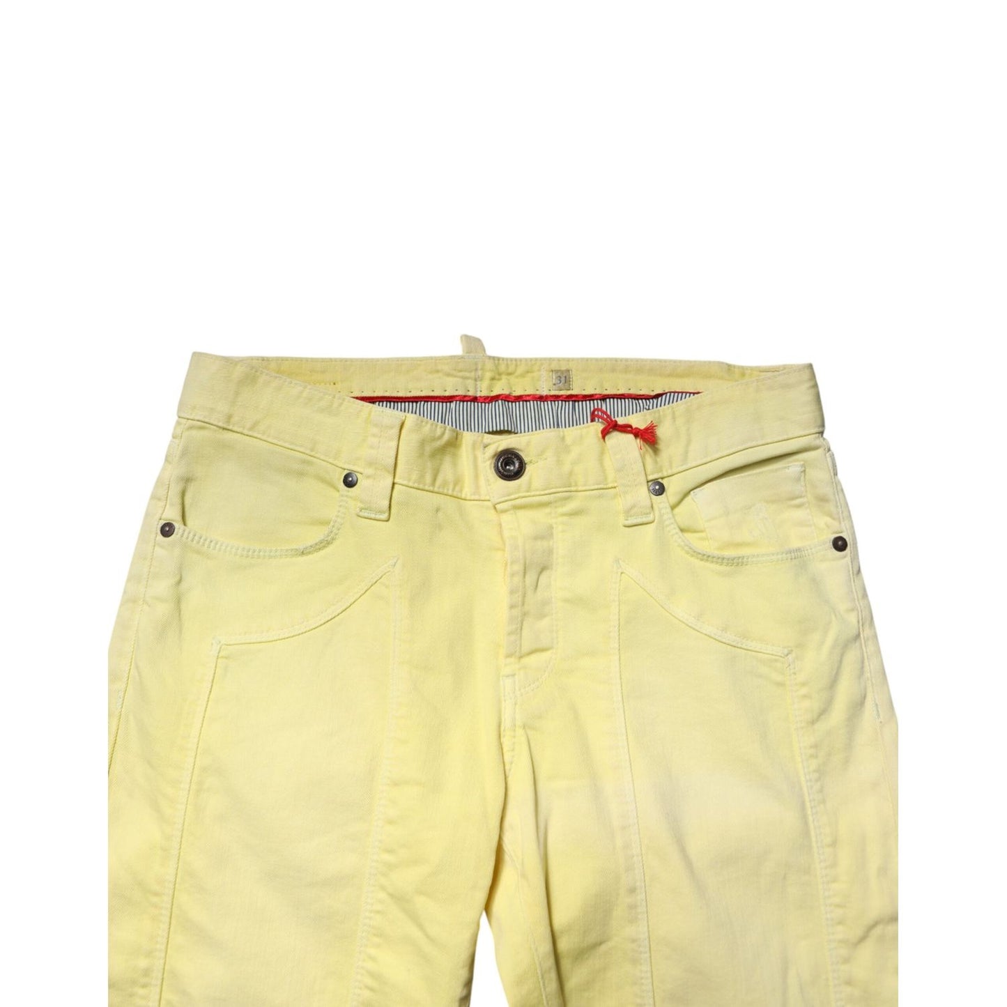 Jeckerson Yellow Mid Waist Straight Fit Men Denim Trouser Jeans showcasing quality denim and modern style.