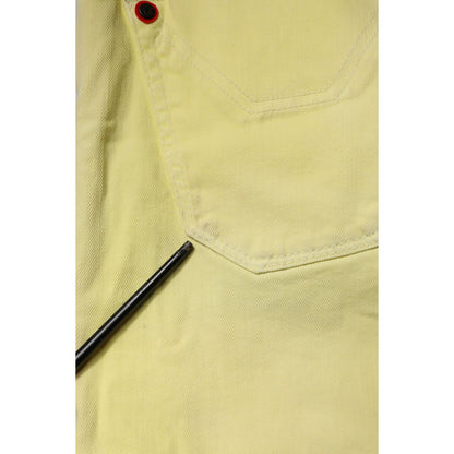 Jeckerson Yellow Mid Waist Straight Fit Men Denim Trouser Jeans close-up pocket detail