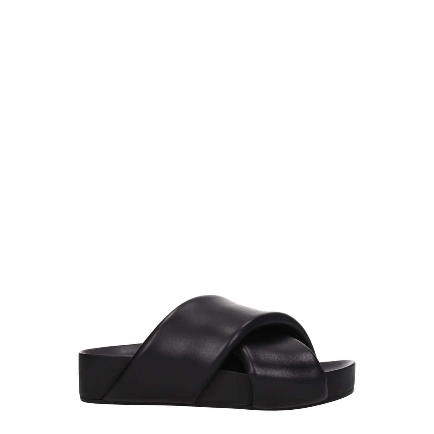 Jil Sander Black Leather Slippers