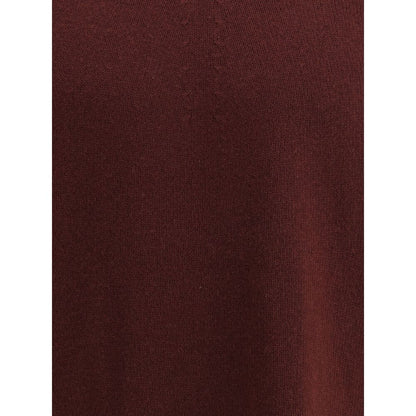 Close-up texture of Jil Sander Bordeaux Fleece Wool Sweatshirt showcasing monochrome pattern and seamless virgin wool fabric.