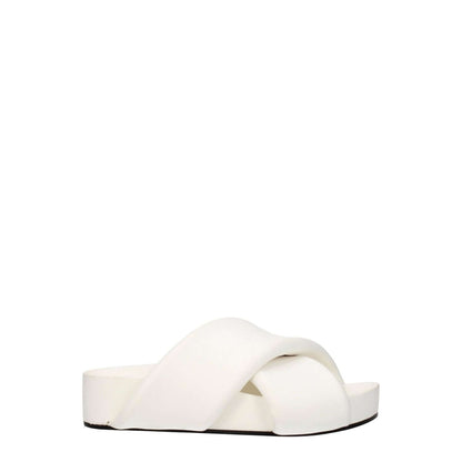 Jil Sander White Leather Slippers with vintage effect, casual style, mid heels, open toe, made of leather. MPN J15WP0043P5057100.