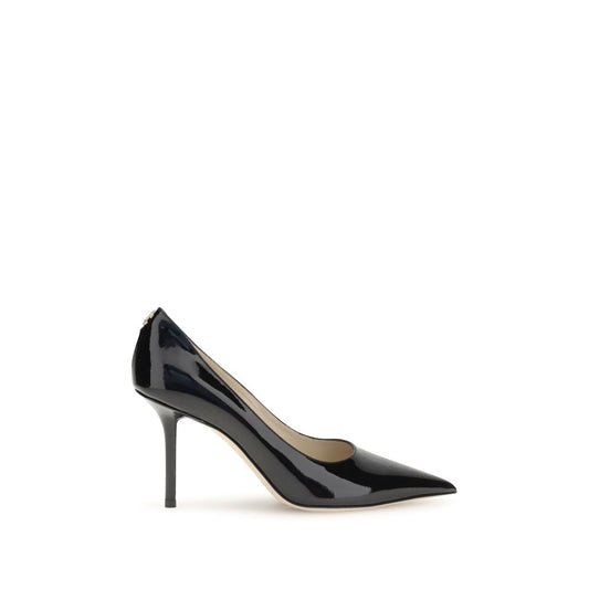 Jimmy Choo Black Calf Leather Bos Taurus High Heel Pumps, patent leather, almond toe, stiletto heel, AW25 collection.
