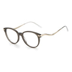 Jimmy Choo Gray Acetate Frames with round lenses and gold temples, dimensions 49/17/145 mm, stylish eyewear for women, model JC280-P4G.