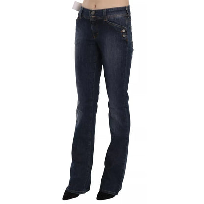 John Galliano Blue Washed Mid Waist Flared Denim Casual Pants Jeans