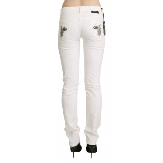 Just Cavalli White Cotton Slim Fit Mid Waist Skinny Trouser Jeans PAN71316-27