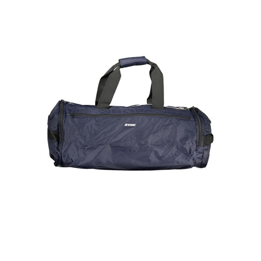 K-WAY Blue Polyamide Luggage And Travel bag with adjustable strap, three external and two internal pockets, featuring a contrasting zip closure.