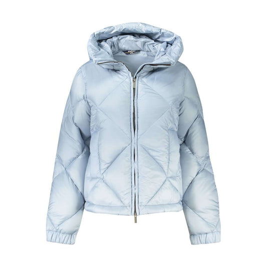 K-WAY Blue Polyester Jackets & Coat with hood, zip, and contrasting details