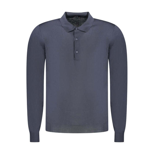 K-WAY Blue Wool Sweater, long sleeved with 3 buttons and logo, perfect for stylish comfort and warmth.
