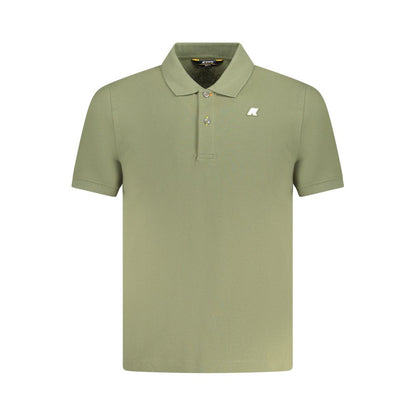 K-WAY Green Cotton Polo Shirt with short sleeves, 2 buttons, and logo application