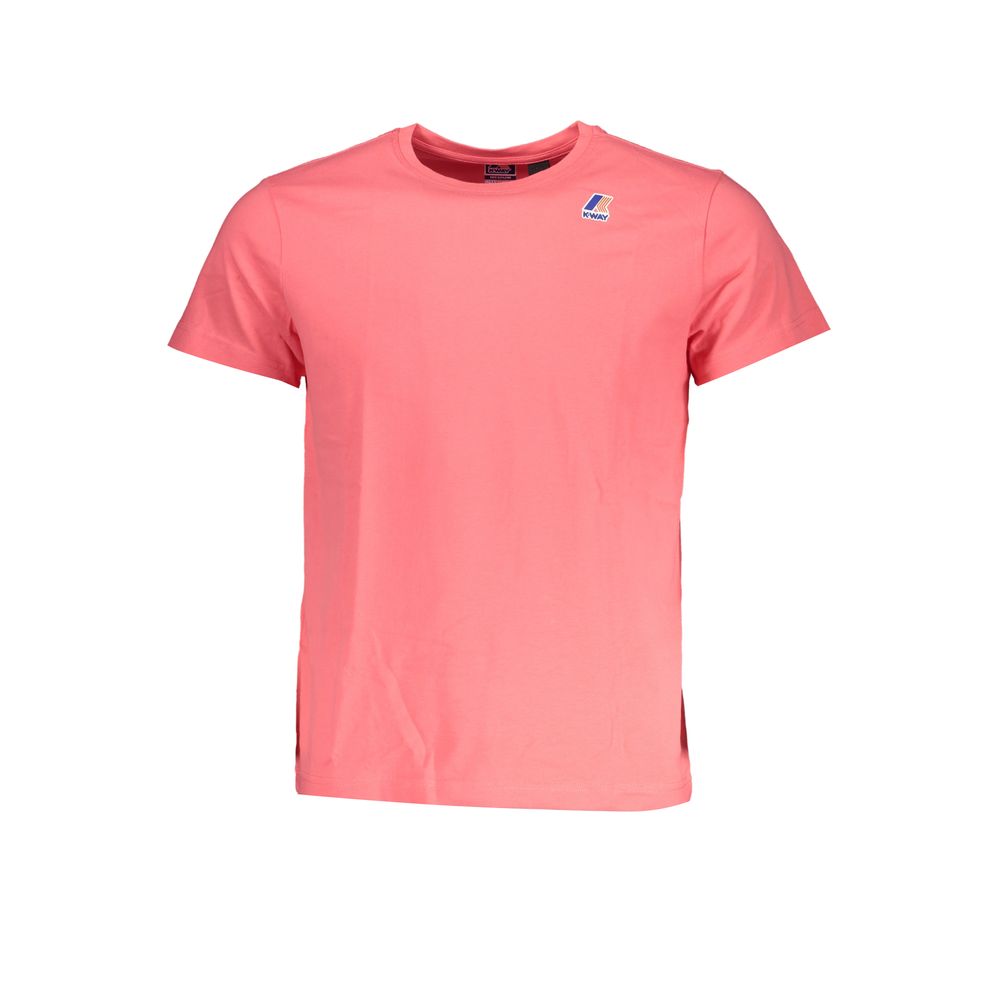 K-WAY Pink Cotton T-Shirt with short sleeves and crew neck featuring logo design.
