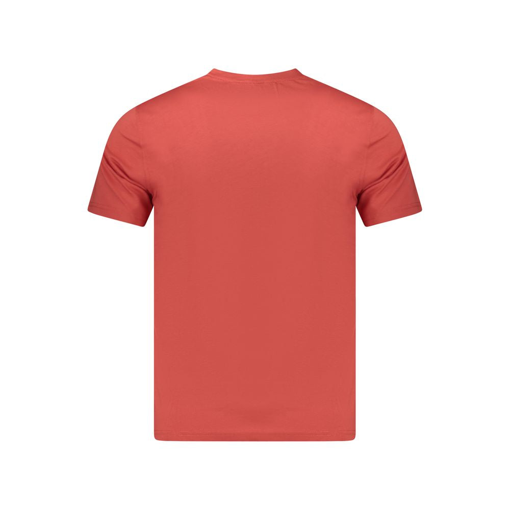 K-WAY Red Cotton Men T-Shirt with short sleeves and crew neck, featuring iconic logo and pocket for stylish comfort.