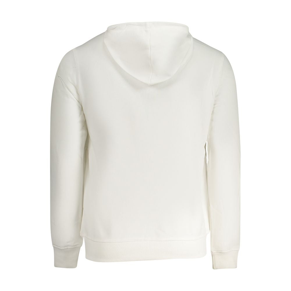 K-WAY White Cotton Men Sweater with hood and pockets, showcasing the back view.