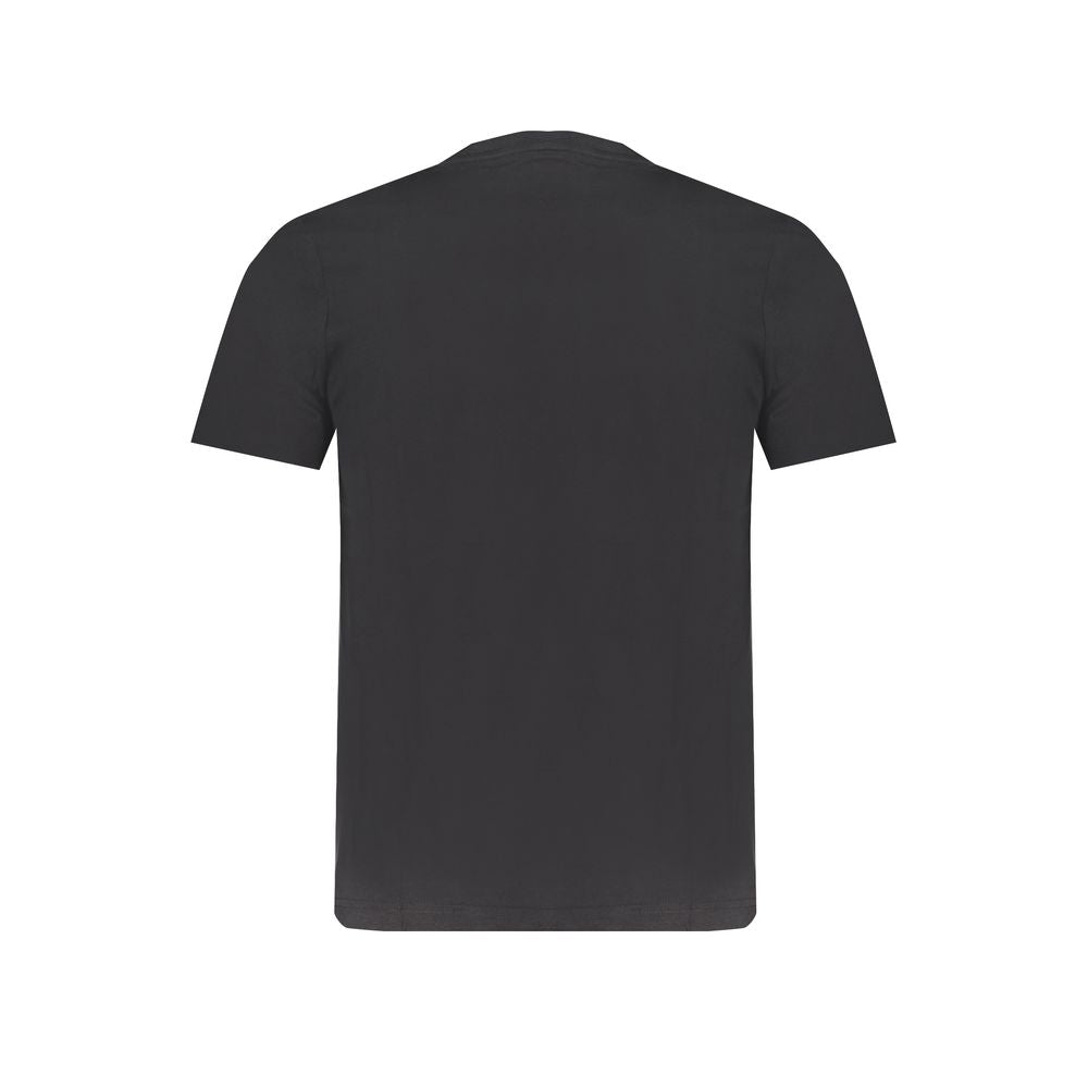 Kappa Black Cotton T-Shirt, short sleeve, slim fit, crew neck, with logo embroidery, back view