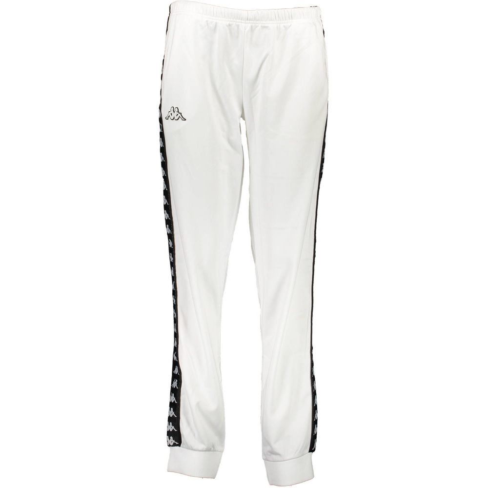 Kappa White Polyester Women's Track Pant with logo detailing, perfect for athletic style and performance.
