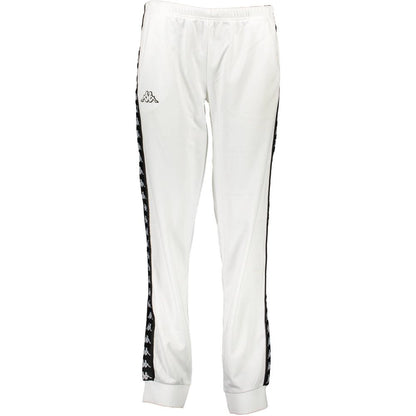 Kappa White Polyester Women's Track Pant with logo detailing, perfect for athletic style and performance.