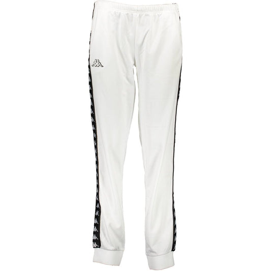 Kappa White Polyester Women's Track Pant with logo detailing, perfect for athletic style and performance.