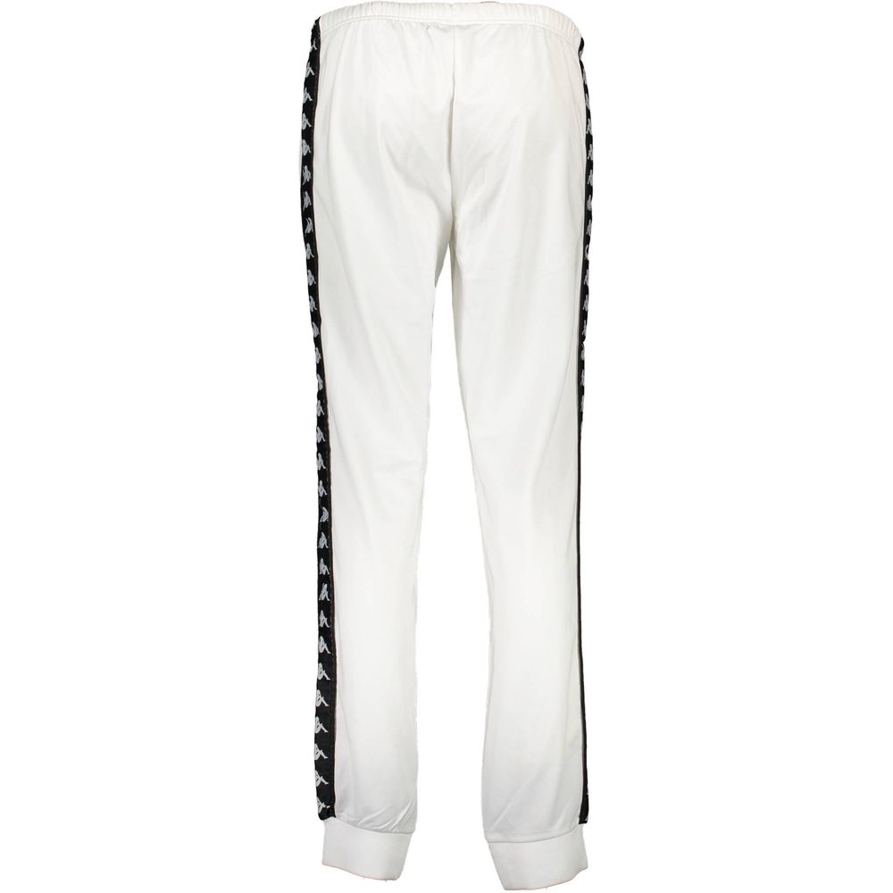 Kappa White Polyester Women's Track Pant with black side strips, showcasing stylish design and performance features for athletic use.