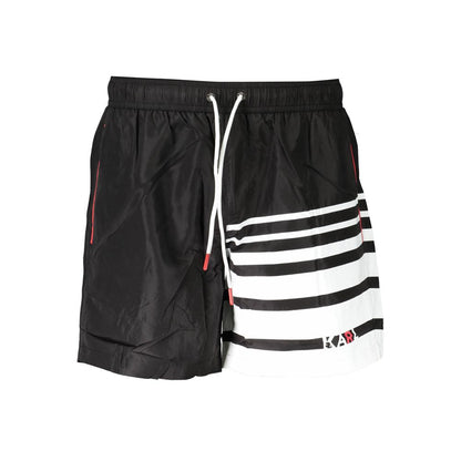 Karl Lagerfeld Black Polyester Swimwear, short swim boxer with pockets, elastic waist, contrasting details, logo waistband.