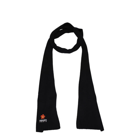 Kenzo Black Wool Scarf with logo, casual style, 100% wool, size 20×250 cm, MPN PFD68EU191KWB99J.