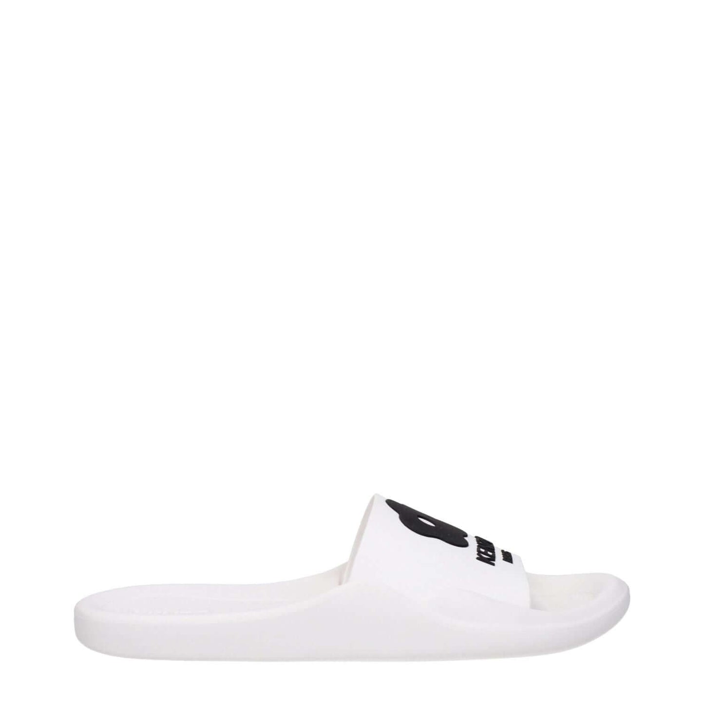 Kenzo White Cotton Slippers with front logo, open toe, and rubber sole, style casual, low flat heel, MPN FE52MU110P5102.