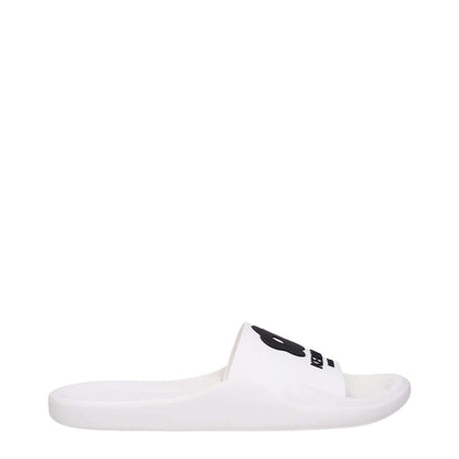 Kenzo White Cotton Slippers with front logo, open toe, and rubber sole, style casual, low flat heel, MPN FE52MU110P5102.