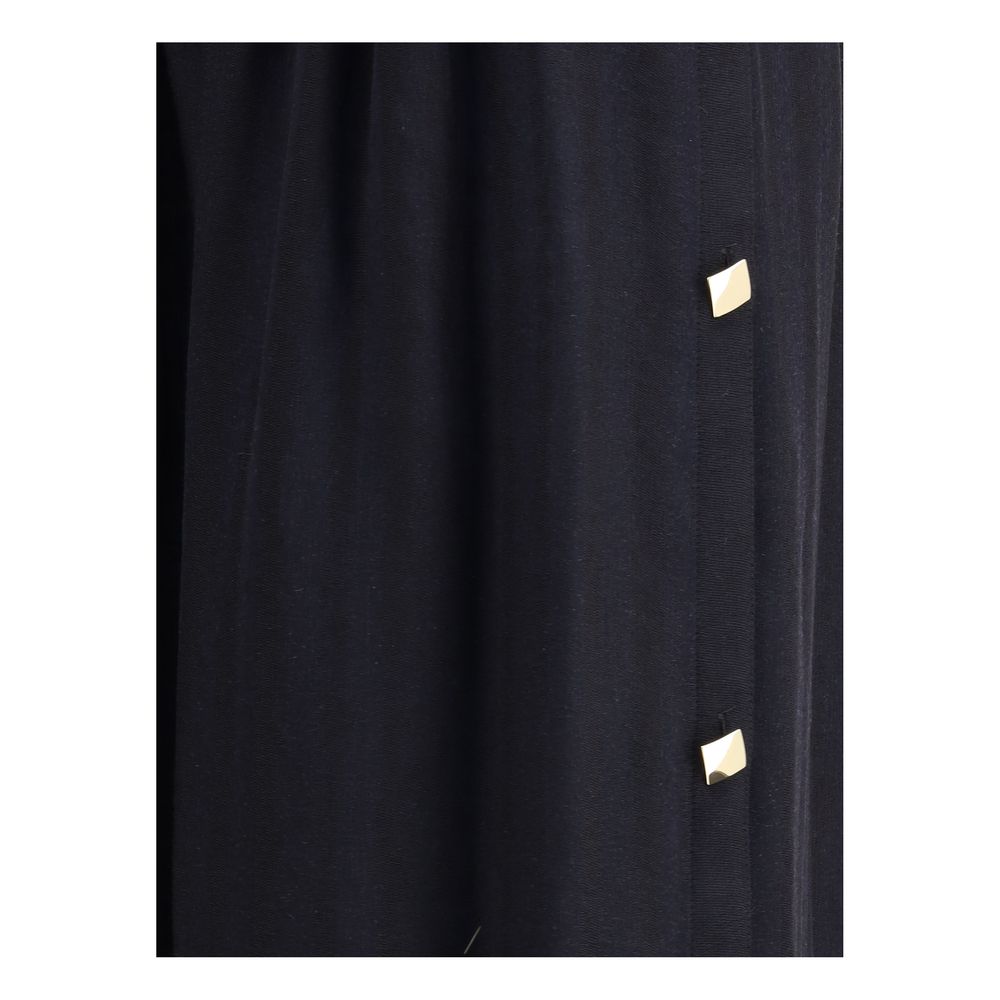 Kristina Ti Black Fleece Wool Long Skirt