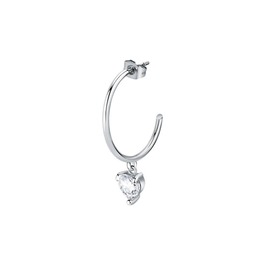 Silver hoop earring with heart-shaped gemstone from LA PETITE STORY JEWELRY Mod. LPS02AQM26.