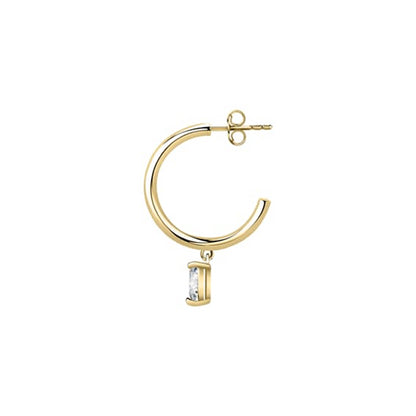 Gold hoop earring from LA PETITE STORY JEWELRY Mod. LPS02AQM31 with cubic zirconia charm.