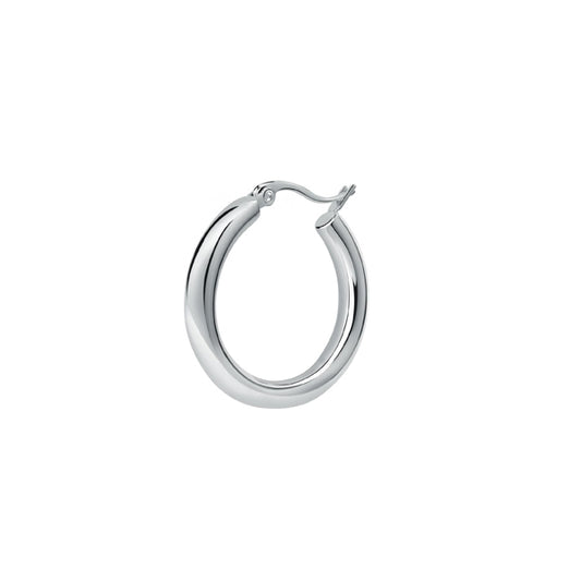 Alt Tag: Elegant silver hoop earring from LA PETITE STORY JEWELRY Mod. LPS02ARQ184, showcasing minimalist design and shiny finish.