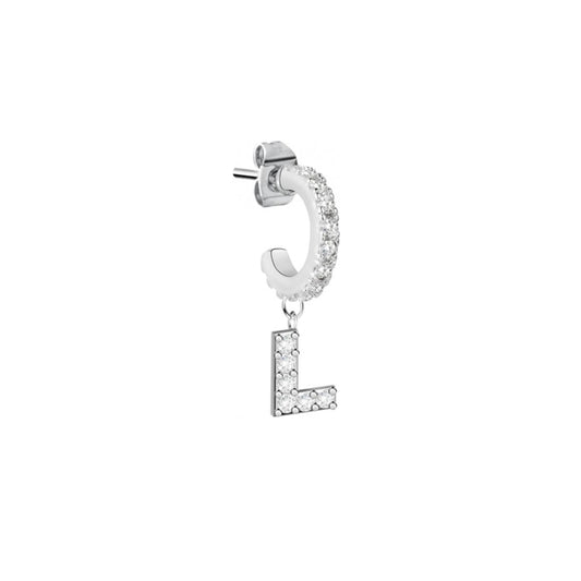 LA PETITE STORY JEWELRY Mod. LPS02ARQ63 earring with diamond-studded hoop and 'L' charm