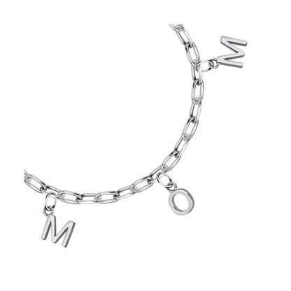 LA PETITE STORY JEWELRY Mod. LPS05ASF56 silver charm bracelet with letter charms on a chain