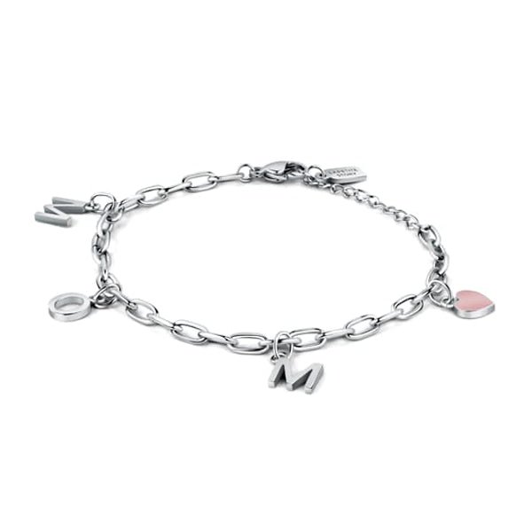 Silver charm bracelet LA PETITE STORY JEWELRY Mod. LPS05ASF56 with heart and letter pendants, delicate and stylish design