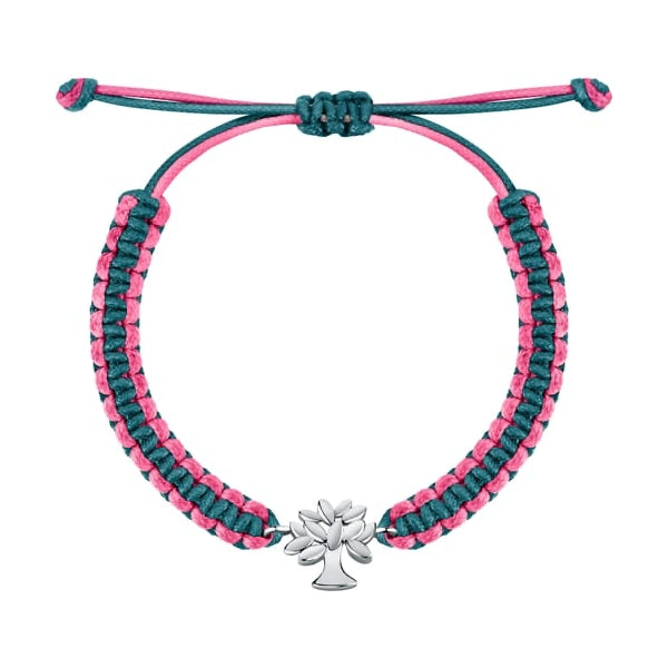 Pink and teal woven bracelet with charm from LA PETITE STORY JEWELRY Mod. LPS05ASF61. Stylish and trendy accessory shown.