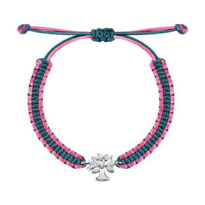 Pink and teal woven bracelet with charm from LA PETITE STORY JEWELRY Mod. LPS05ASF61. Stylish and trendy accessory shown.