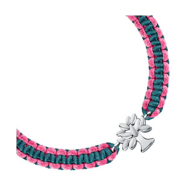 LA PETITE STORY JEWELRY Mod. LPS05ASF61 bracelet with pink and teal woven design and silver tree charm.