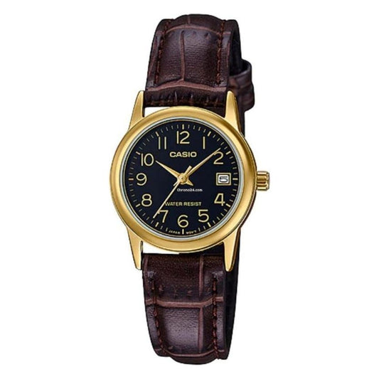 CASIO COLLECTION Mod. LADY DATE GOLD. LEATHER - BLACK-0