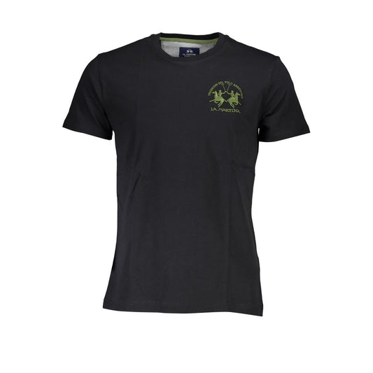 La Martina Black Cotton T-Shirt LA-23024-M