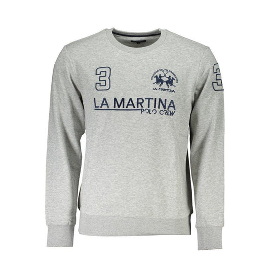 La Martina Gray Cotton Sweater LA-21503-M