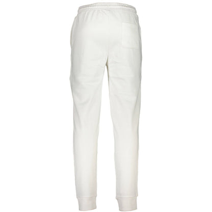 Back view of La Martina White Cotton Pant with elastic waist, ankle cuffs, and logo embroidery.
