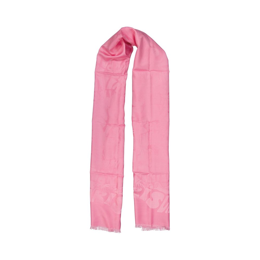 Lanvin Multicolor Silk Scarf for women, 63% silk 37% wool, pink, fringe finish, on tone logo, 70x180 cm, made in Italy, dry clean.