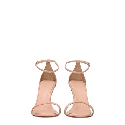 Lanvin Pink Leather Stiletto Heels Sandals with buckle closure and high heel, featuring a leather sole and open toe style.