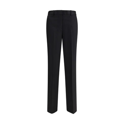 Lardini Black Wool Dress Pants featuring a straight silhouette, belt loops, and welt pockets for elegant and versatile style.