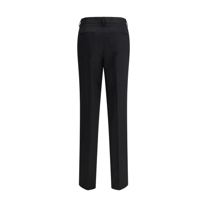 Back view of Lardini Black Wool Dress Pants with welt pockets and a straight silhouette, ideal for a refined seasonal look.