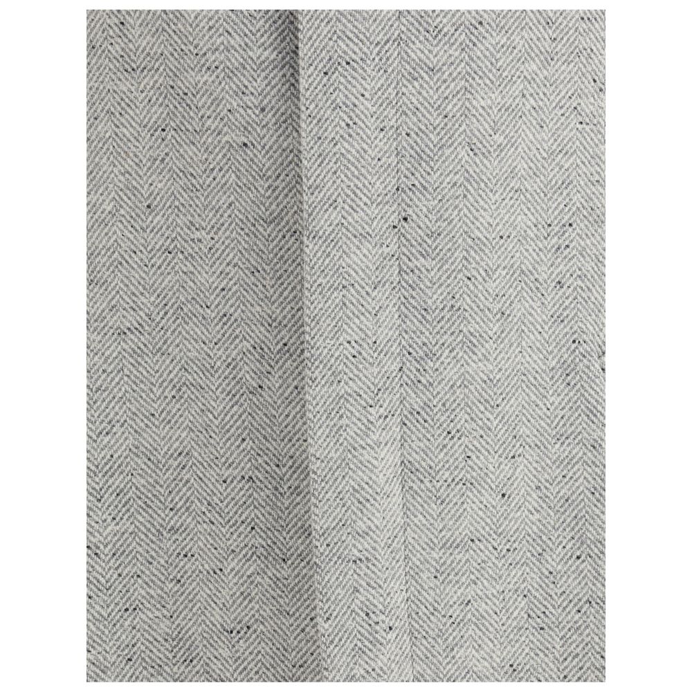 Close-up of herringbone pattern on Lardini Gray Fleece Wool Coat fabric, showcasing elegant design and texture.