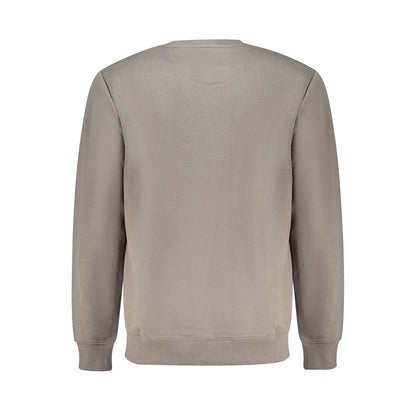 Back view of Lee Gray Cotton Men Sweater featuring crew neck and long sleeves.