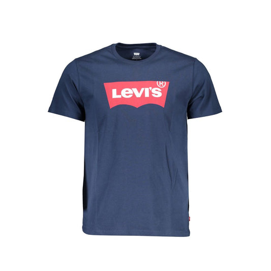 Levi's Blue Cotton Men T-Shirt with iconic logo, short sleeves, pure cotton, casual sophistication.