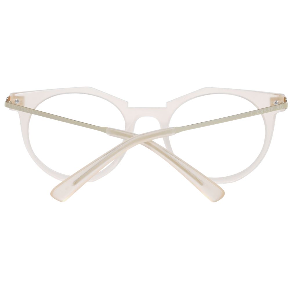 Liebeskind Beige Unisex Glasses Frame in acetate with full-rim round style and demo lenses.